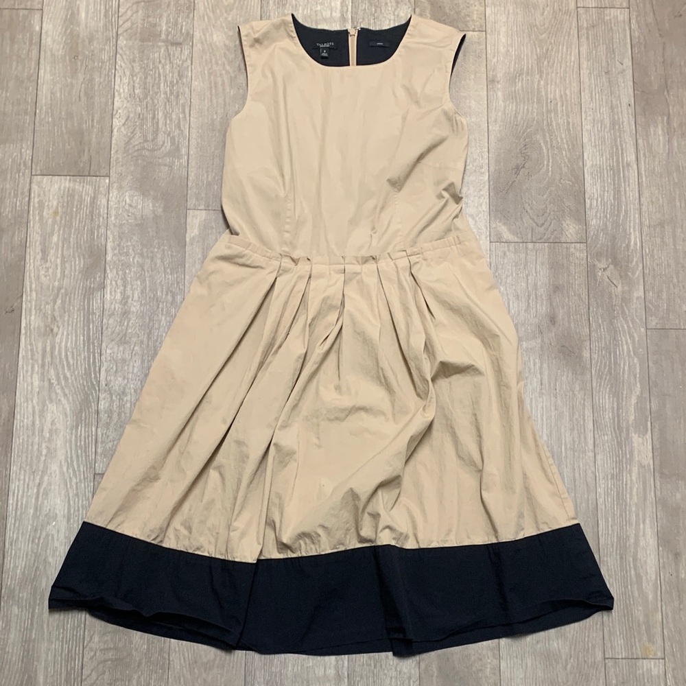 Womens Talbots Pleated Stretch‎ Sleeveless Pocket Flare Dress